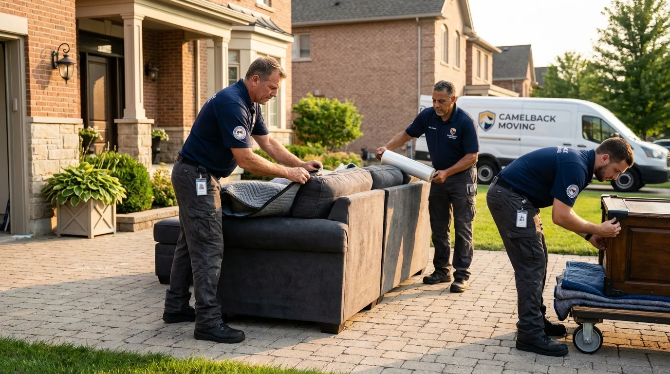 Large estate moving crew wrapping furniture in Ainsworth, NE